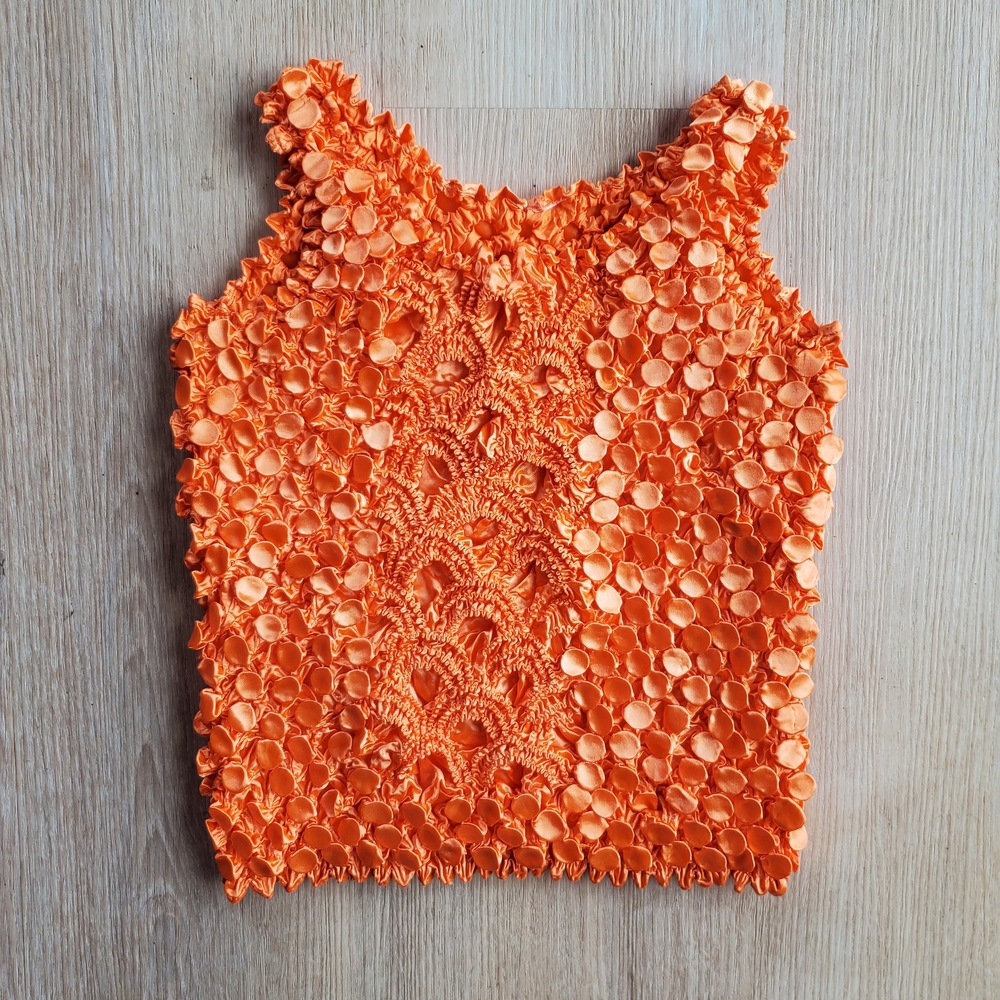 🍊 Vintage-Inspired Bright Orange Popcorn / Magic Bubble Shirt
